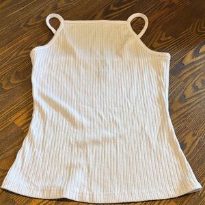 Justify Ribbed Square-Neck Tank Top — Cream